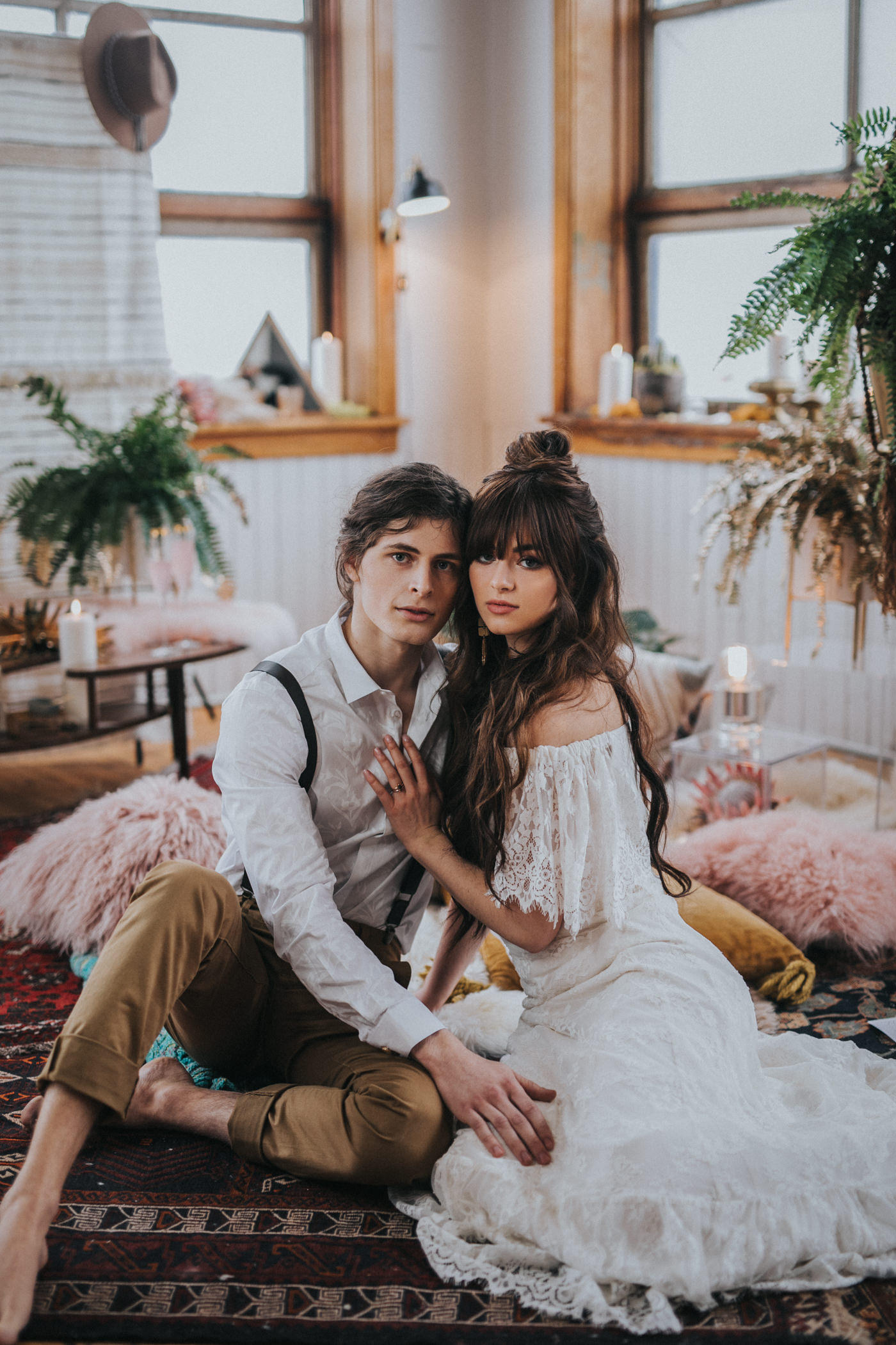 Green Wedding Shoes Feature Bohemian Indoor Elopement